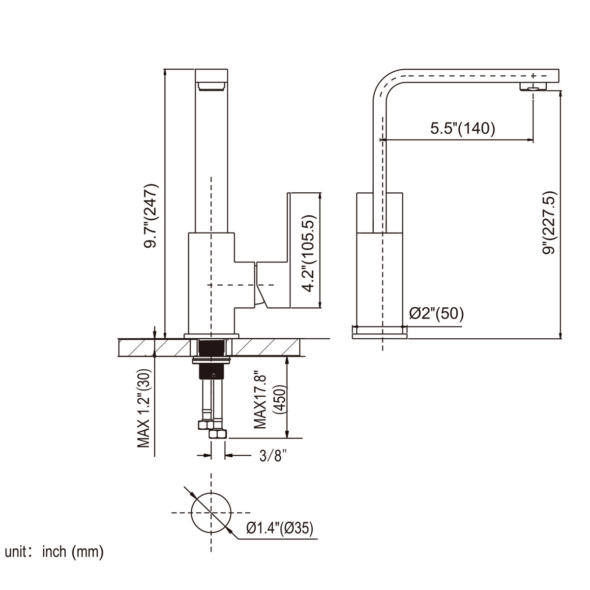 Wowow Single Hole Bar Faucet Black Prep Sink Faucet Single Handle Mini